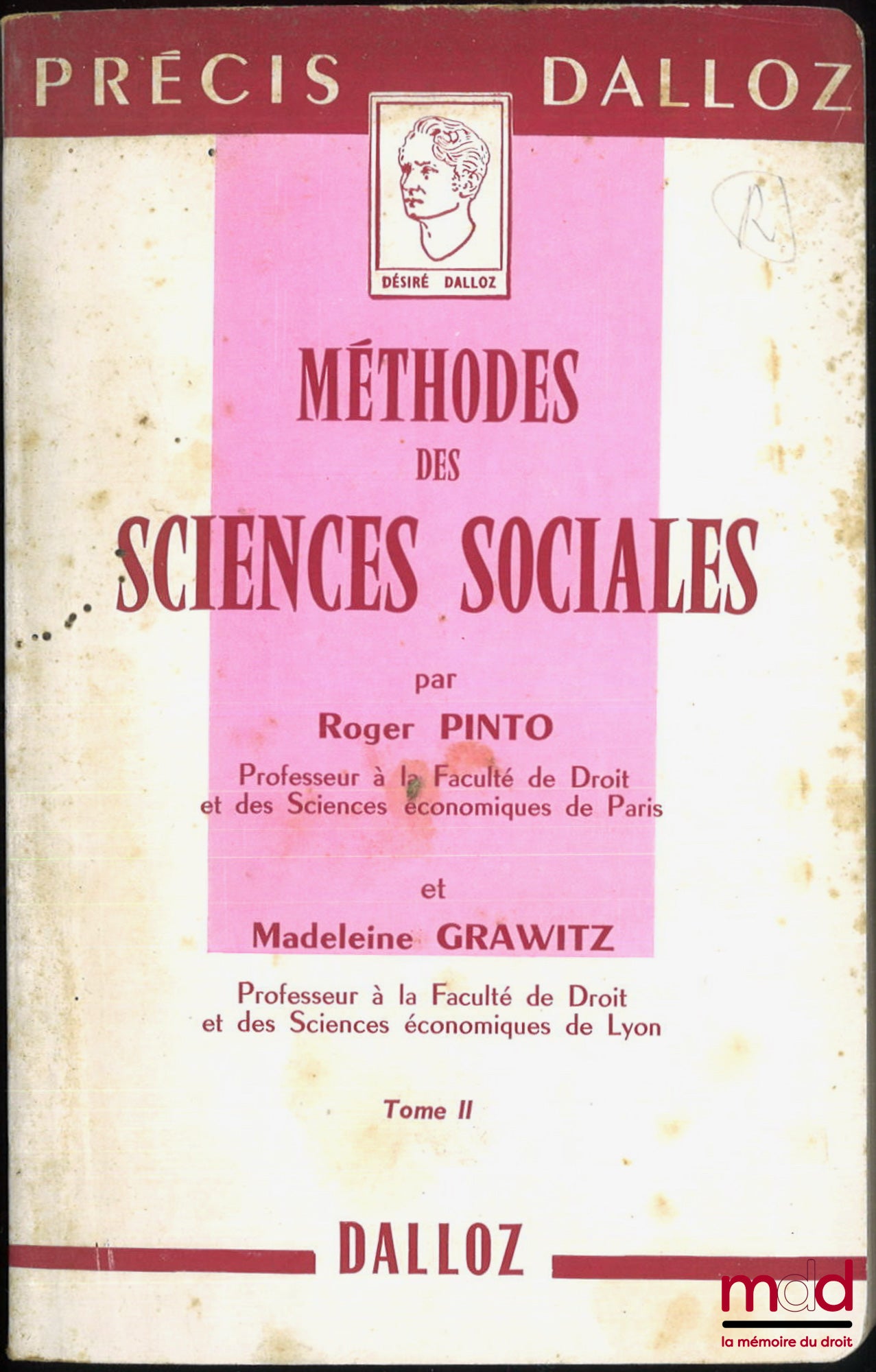PINTO (Roger) et GRAWITZ (Madeleine) – MÉTHODES DES SCIENCES SOCIALES, coll. Précis Dalloz