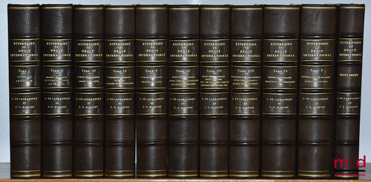 LA PRADELLE (Albert de Geouffre de) et NIBOYET (Jean-Paulin) – RÉPERTOIRE DE DROIT INTERNATIONAL, Conditions des étrangers, conflits des lois, respect des droits acquis, lois pénales, nationalité, jugements, procédure, etc., [avec] SUPPLÉMENT