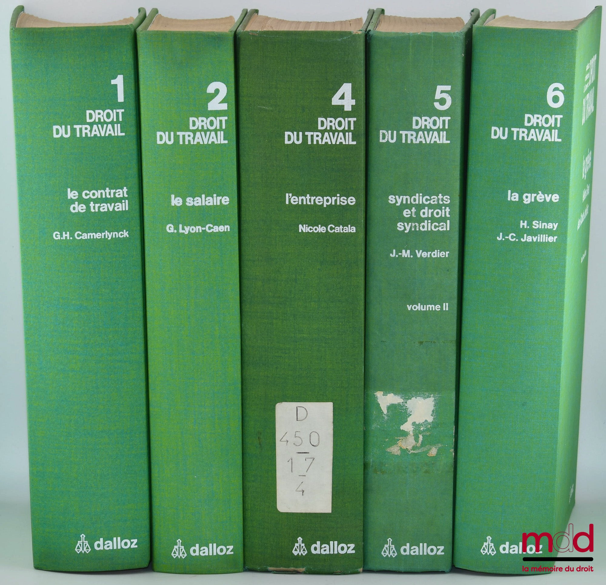 [Camerlynck], CAMERLYNCK (Guillaume-Henri), LYON-CAEN (Gérard), CATALA (Nicole), VERDIER (Jean-Maurice), SINAY (Hélène), JAVILLIER (Jean-Claude) – TRAITÉ DU DROIT DU TRAVAI, Publié sous la direction de G. H. Camerlynck. t. I : LE CONTRAT DE TRAVAIL, G.H. 