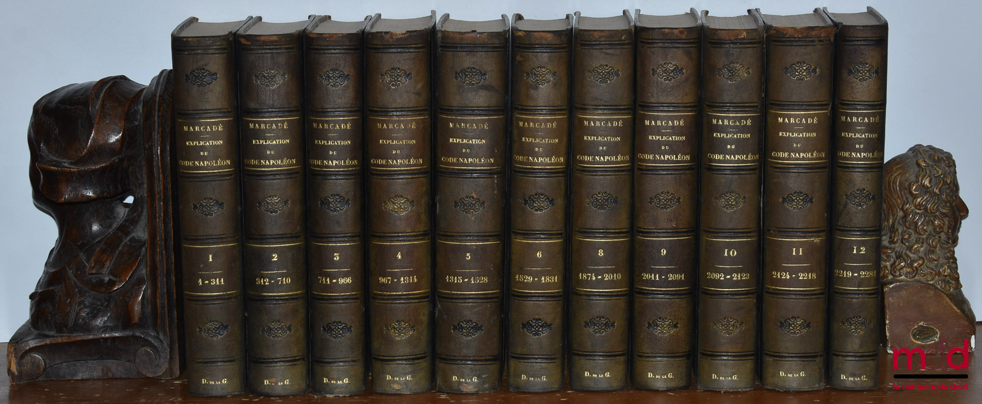 MARCADÉ (Victor-Napoléon) et PONT (Paul) – EXPLICATION THÉORIQUE ET PRATIQUE DU CODE CIVIL CONTENANT L’ANALYSE CRITIQUE DES AUTEURS ET DE LA JURISPRUDENCE ET UN TRAITÉ RÉSUMÉ APRÈS LE COMMENTAIRE DE CHAQUE TITRE.  - t. I à V (1866) : 6e éd. augmentée de p