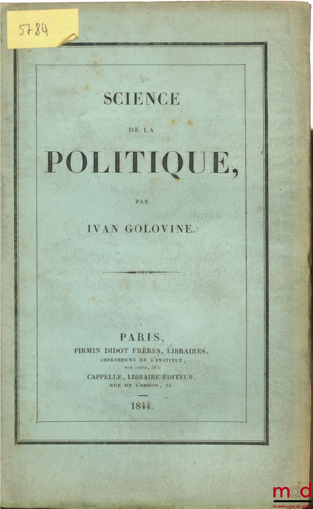 GOLOVINE (Ivan) – SCIENCE DE LA POLITIQUE