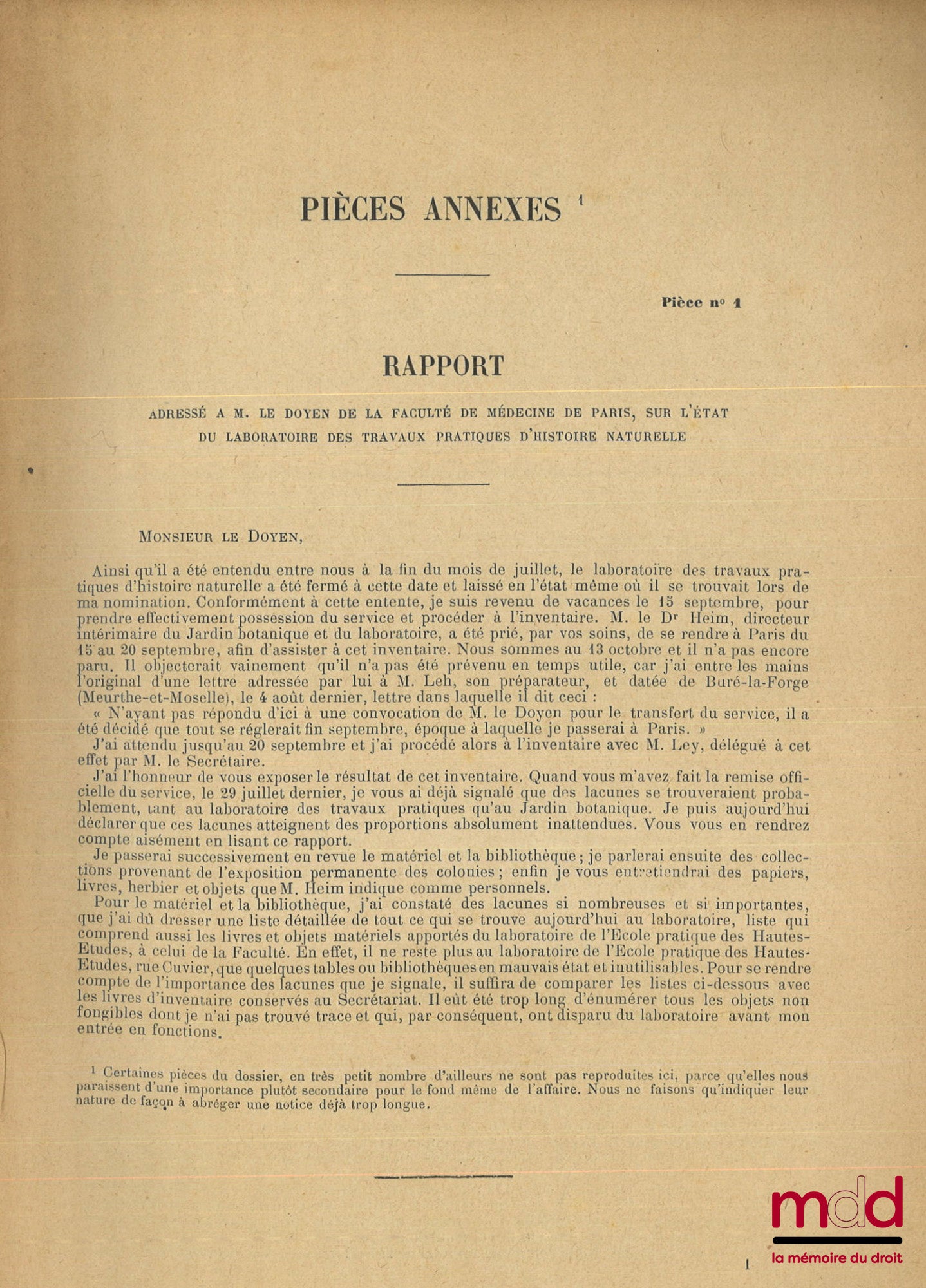 Conseil de l’Université de Paris – AFFAIRE BLANCHARD-HEIM, Dossier de la première instance devant le Conseil de l’Université