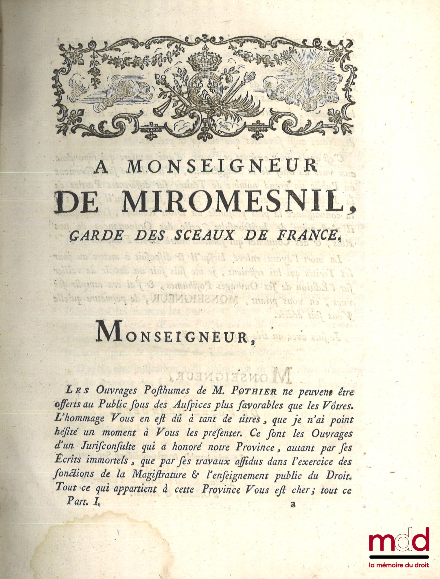 POTHIER (Robert-Joseph) – ŒUVRES DE POTHIER : TRAITÉS SUR DIFFÉRENTES MATIÈRES DE DROIT CIVIL, APPLIQUÉES À L’USAGE DU BARREAU ; ET DE JURISPRUDENCE FRANÇOISE, t. I : Le Traité des Obligations, le Traité du Contrat de Vente et le Traité des Retraits ; t.
