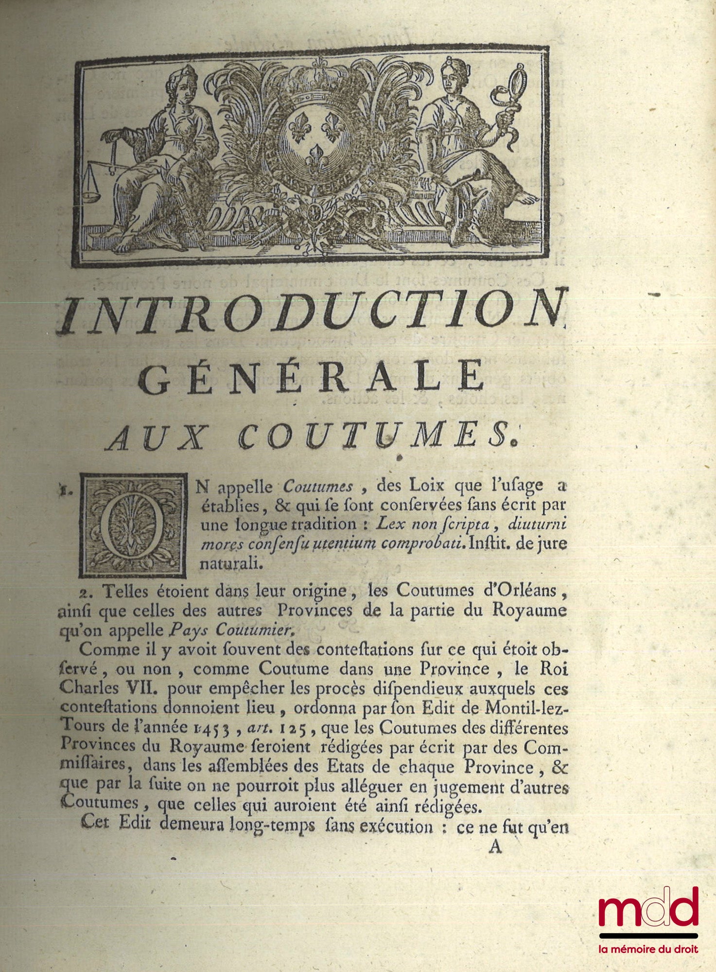 [Coutumes], POTHIER (Robert-Joseph) – COUTUMES DES DUCHÉ, BAILLIAGE ET PRÉVÔTÉ D’ORLÉANS, ET RESSORTS D’ICEUX, Avec une Introduction Générale auxdites Coutumes, & des Introductions particulières à la tête de chaque Titre, corrigées & augmentées, dans lesq