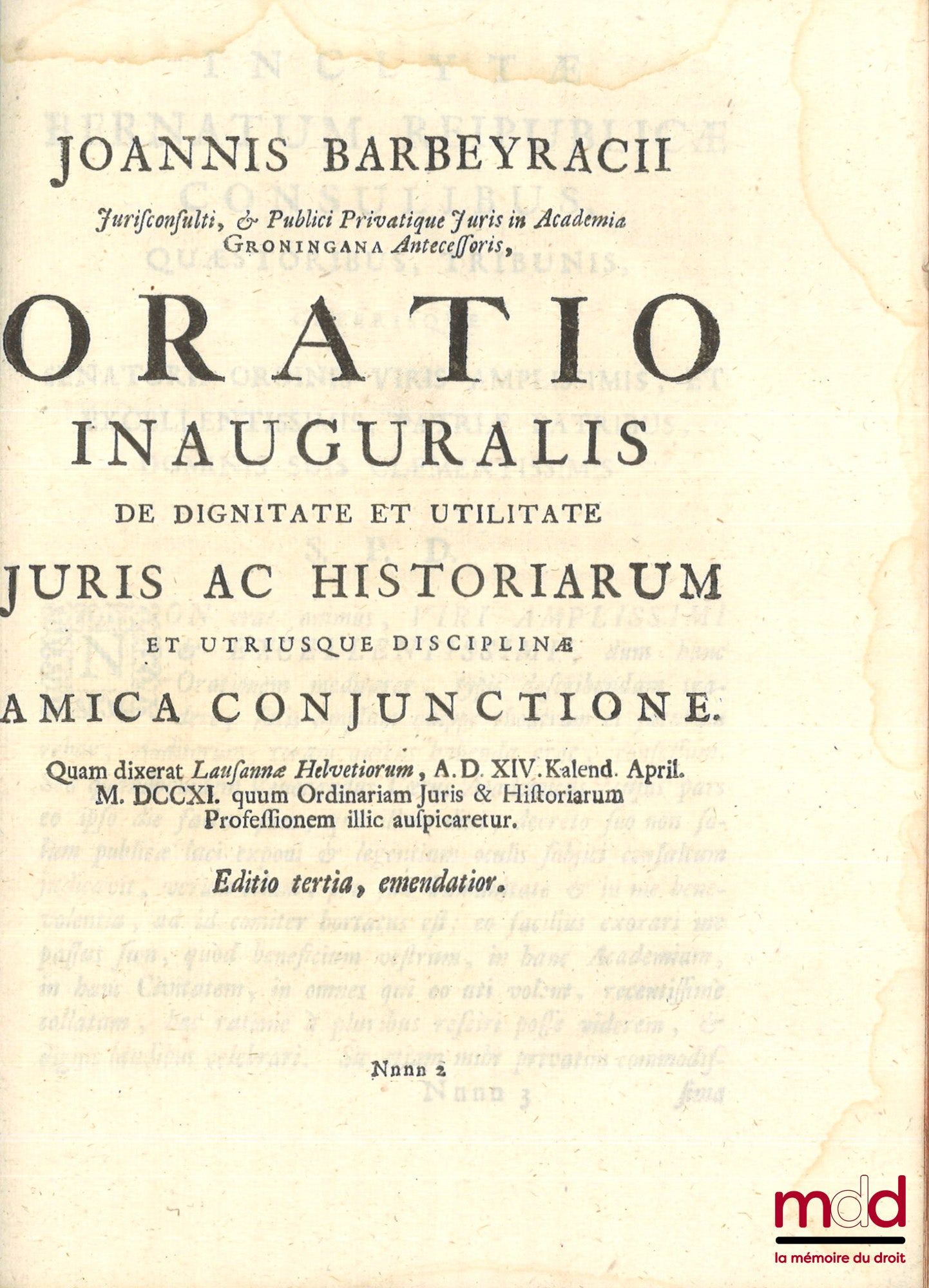 PUFENDORF (baron Samuel de) et BARBEYRAC (Jean) – LE DROIT DE LA NATURE ET DES GENS OU SYSTÈME GÉNÉRAL DES PRINCIPES LES PLUS IMPORTANTS DE LA MORALE, DE LA JURISPRUDENCE, ET DE LA POLITIQUE, par le baron de Pufendorf, traduit du latin par Jean Barbeyrac,