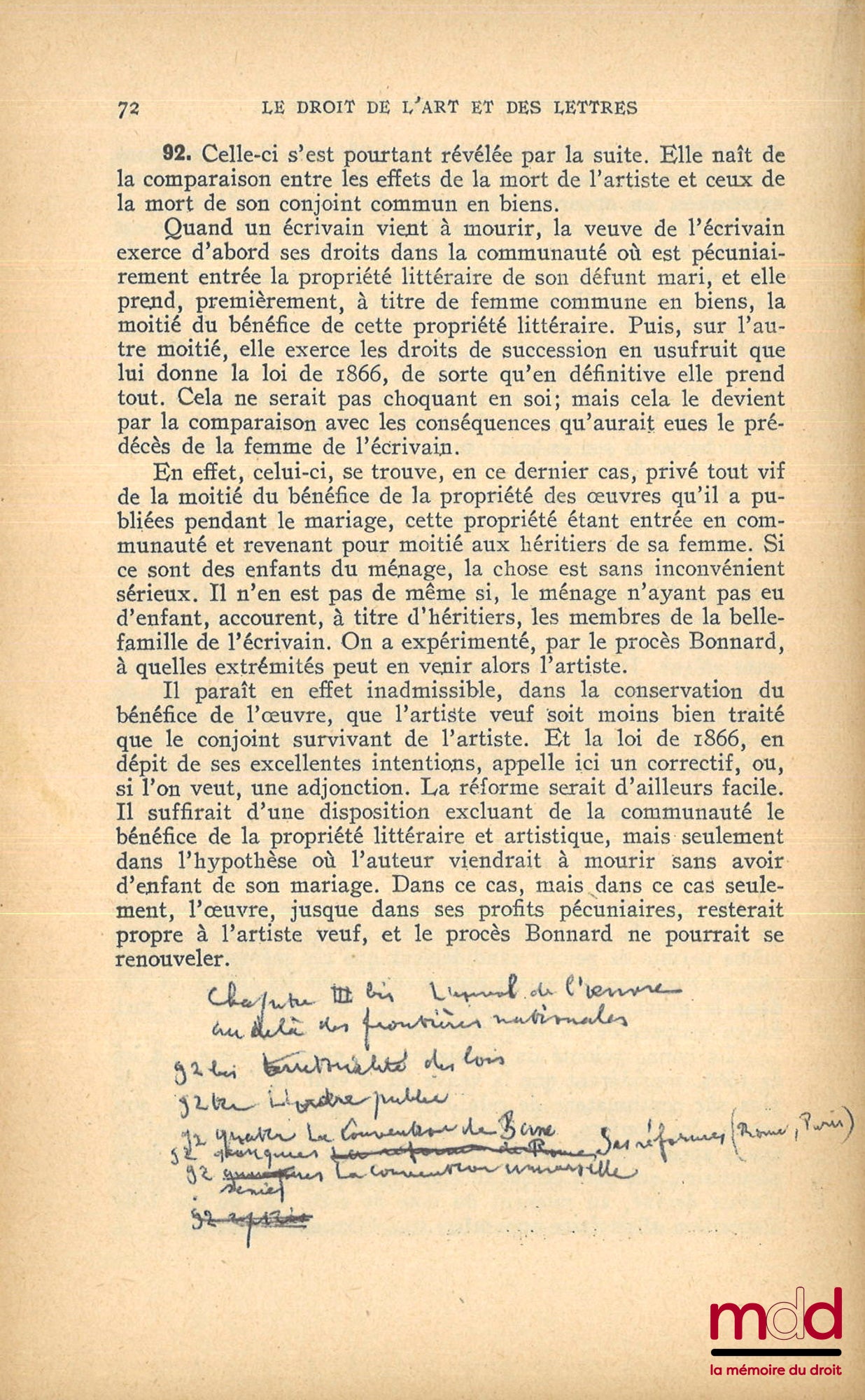 SAVATIER (René) – LE DROIT DE L’ART ET DES LETTRES, Les Travaux des Muses dans les Balances de la Justice