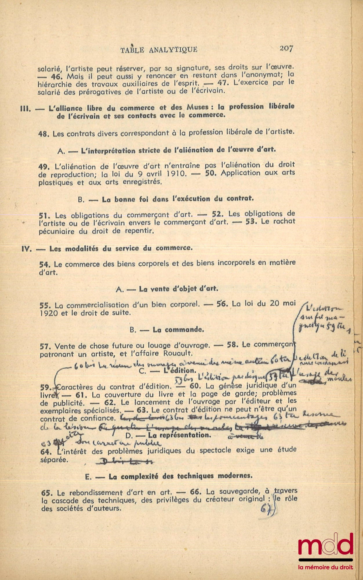 SAVATIER (René) – LE DROIT DE L’ART ET DES LETTRES, Les Travaux des Muses dans les Balances de la Justice