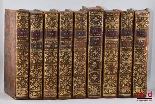 MANNORY (Louis) – PLAIDOYERS ET MÉMOIRES, Contenant des questions intéressantes, tant en matières civiles, canoniques, & criminelles, que de Police, & de commerce, avec les jugements, & leurs motifs sommaires & plusieurs discours, sur différentes matières