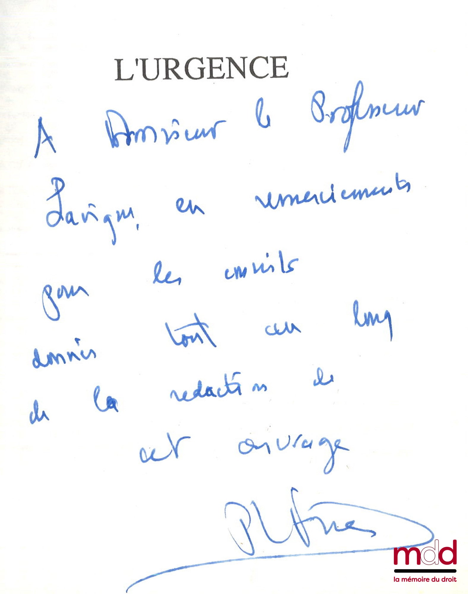 FRIER (Pierre-Laurent) – L’URGENCE, Préface de Georges Dupuis, Bibl. de droit public, t. CL