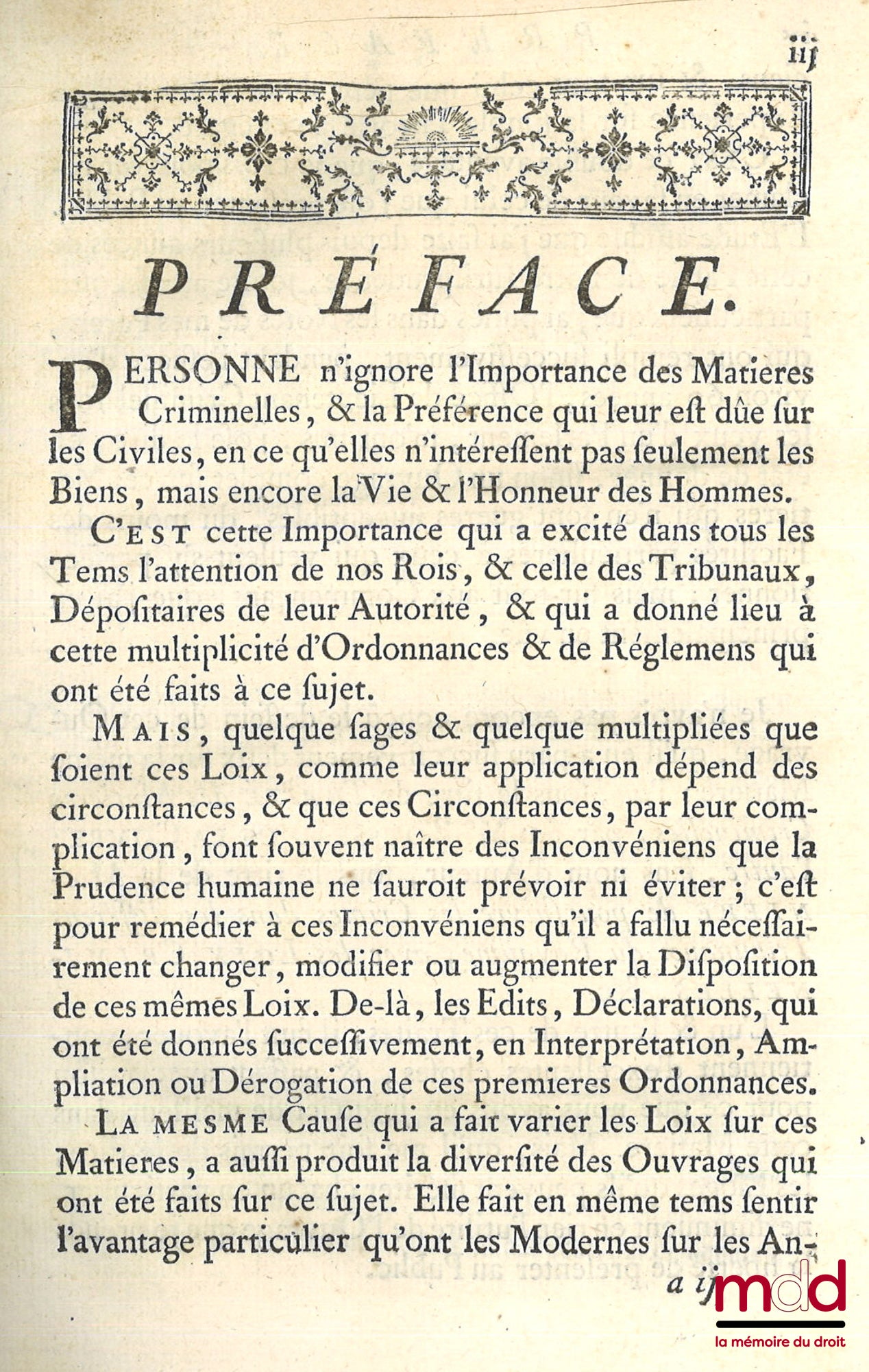MUYART DE VOUGLANS (Pierre-François) – INSTITUTES AU DROIT CRIMINEL, ou PRINCIPES GÉNÉRAUX SUR CES MATIÈRES, suivant le Droit Civil, Canonique, et la Jurisprudence du Royaume avec UN TRAITÉ PARTICULIER DES CRIMES