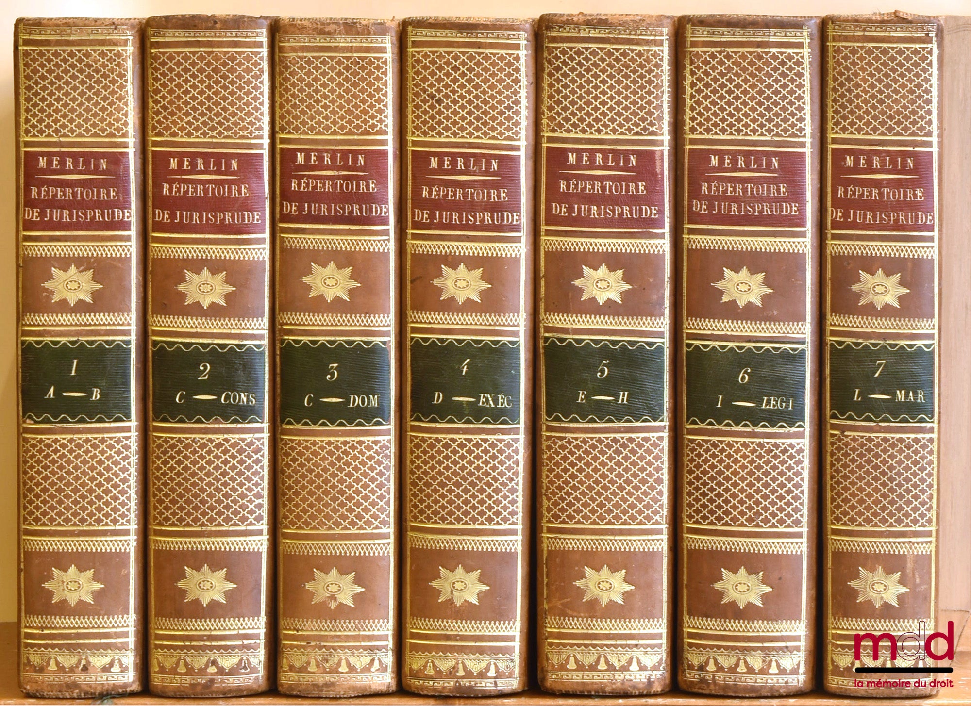MERLIN (Philippe-Antoine) – RÉPERTOIRE UNIVERSEL ET RAISONNÉ DE JURISPRUDENCE, Corrigée, réduite aux objets dont la connaissance peut encore être utile, et augmentée 1°) d’un grand nombre d’Articles, 2°) de Notes indicatives des changements apportés aux L