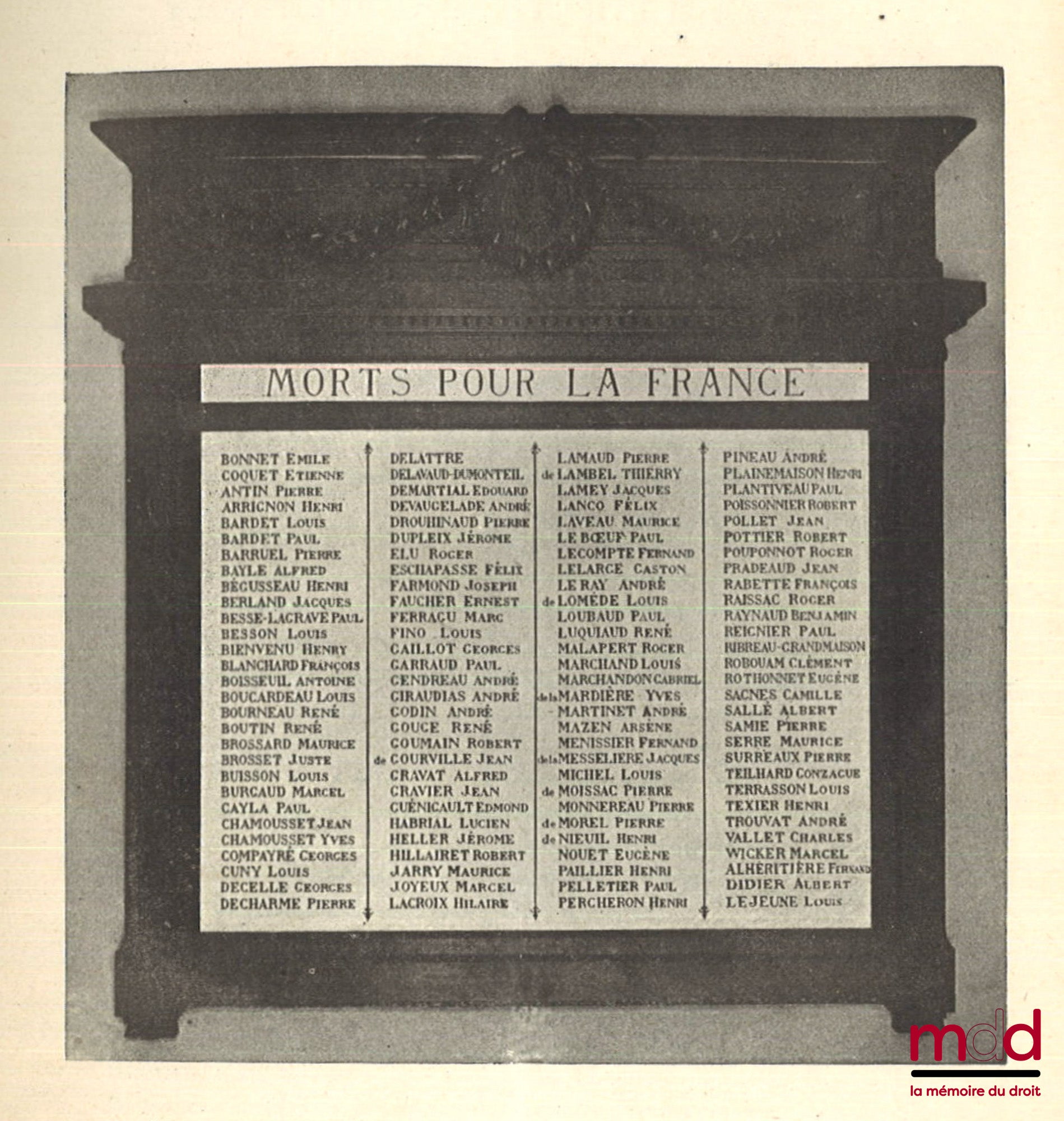 [Poitiers] – LE LIVRE D’OR DE LA FACULTÉ DE DROIT, 1914-1918 [Allocution de M. Barrilleau, Doyen de la faculté de droit]