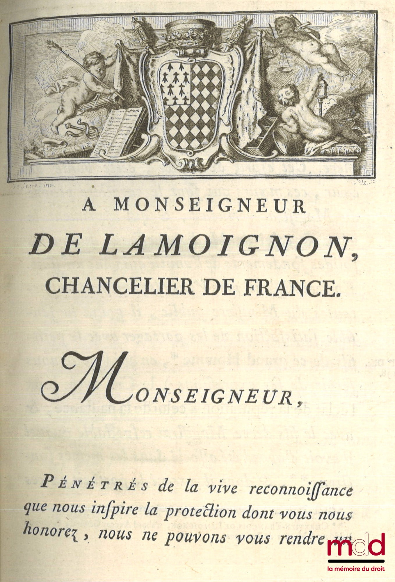 D’AGUESSEAU (Henri François) – ŒUVRES DE M. LE CHANCELIER D’AGUESSEAU  t. I : Les Discours pour l’ouverture des audiences, Les Mercuriales, Les Réquisitoires et autres discours faits en différentes occasions, Les Instructions sur les études propres à form