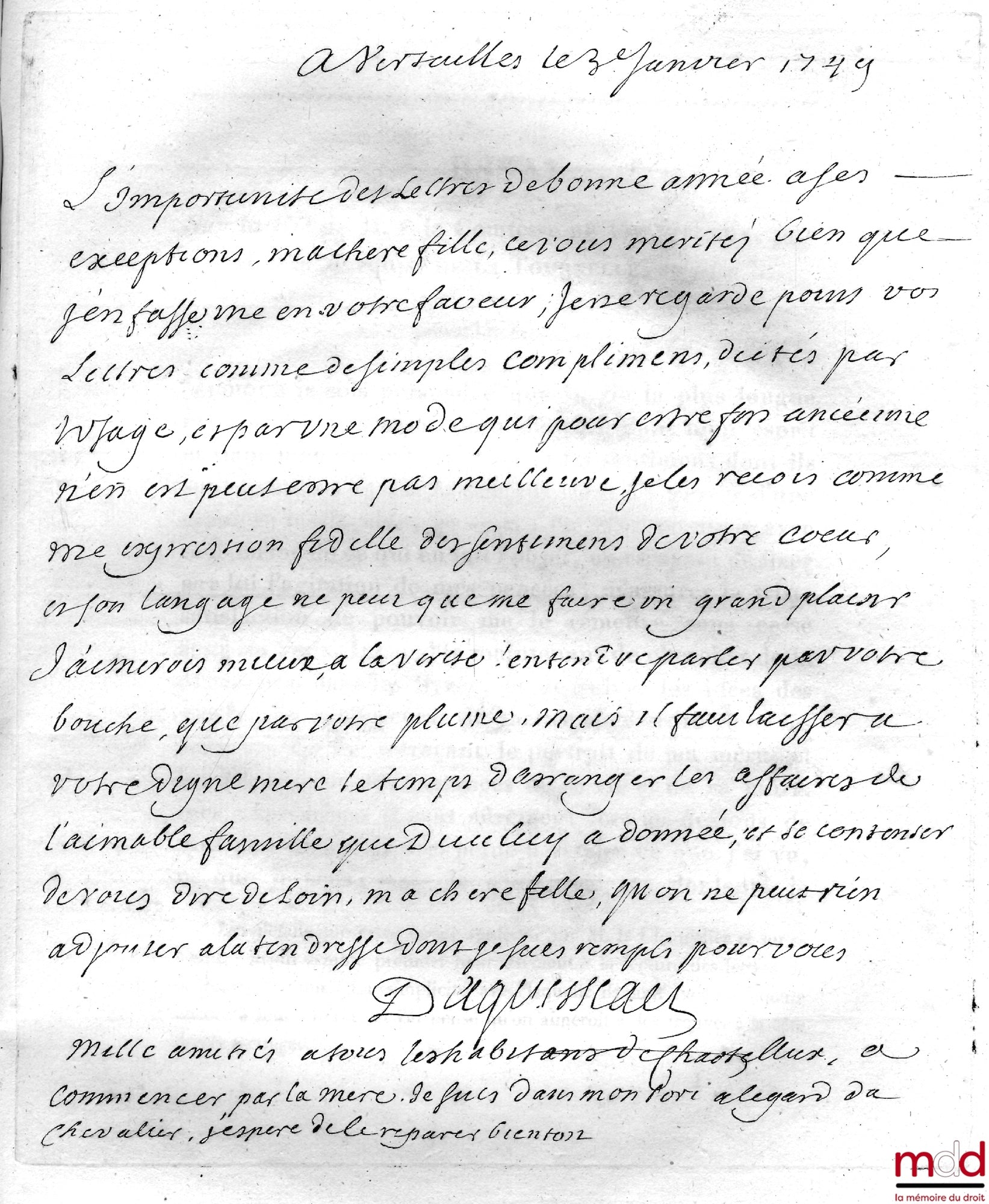 D'AGUESSEAU (Henri François) – UNPUBLISHED LETTERS OF CHANCELLOR D'AGUESSEAU; PUBLISHED UNDER THE AUSPICES OF HIS EXCELLENCY Mgr. THE COUNT OF PEYRONNET, Keeper of the Seals of France